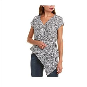 🤍New! Vince Camuto Peplum Asymmetric Leopard Pattern Blouse